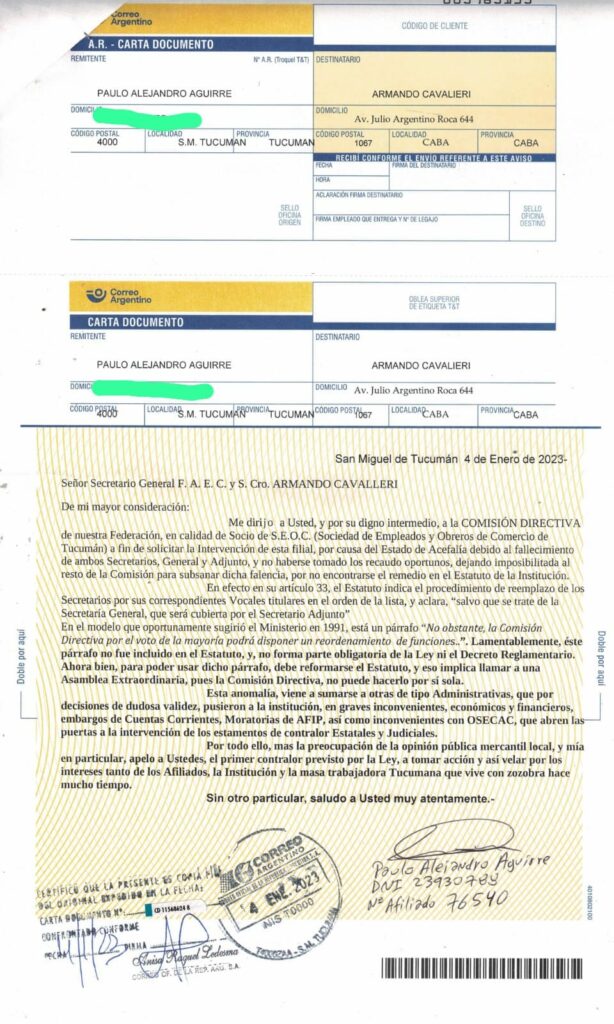 Interna feroz en el Sindicato de Empleados y Obreros de Comercio: buscan remover a los secretarios General y de Administración