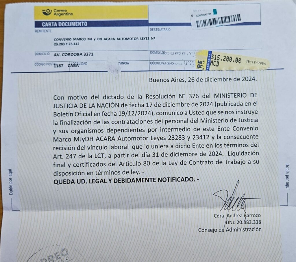 Cúnea Libarona batalla por llevar al fuero Contencioso Administrativo a los despedidos por el Ministerio de Justicia mientras prepara otras 200 cesantías