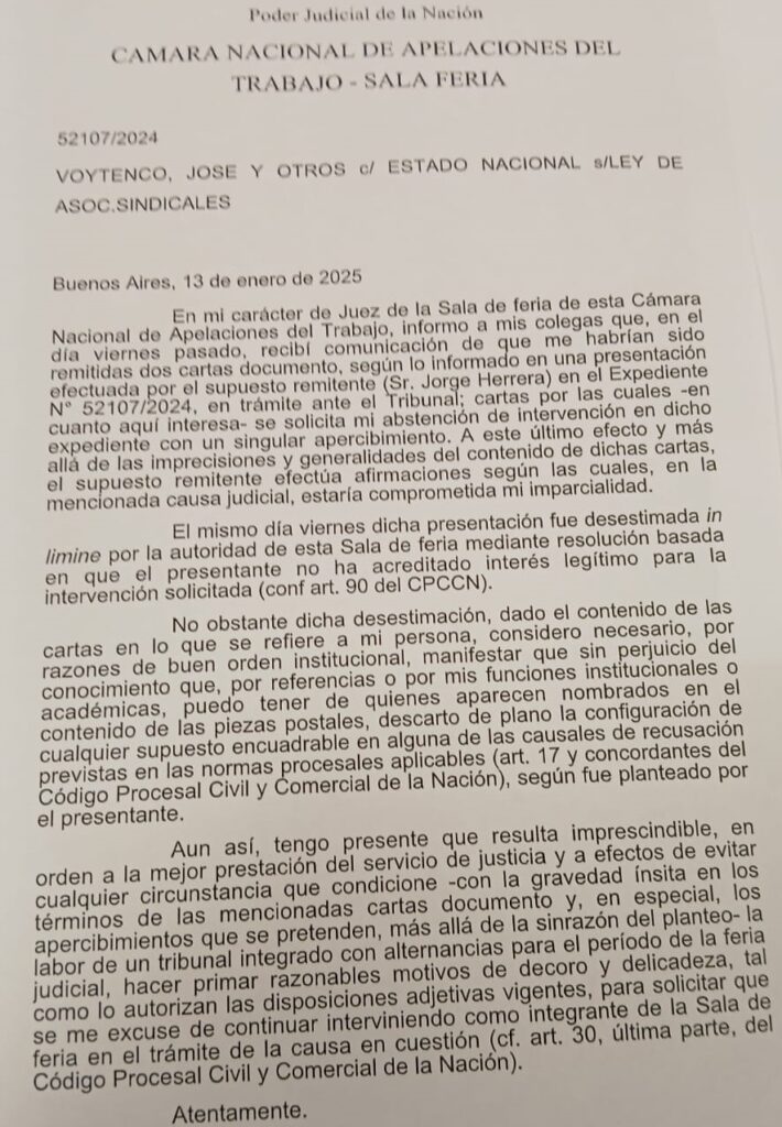 Tras la Carta Documento, Fera se abstuvo de intervenir en la causa y ahora Pompa tiene que definir el futuro de la Obra Social de los peones rurales